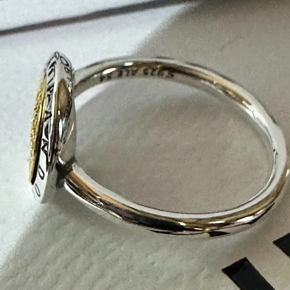 Genuine PANDORA Two Tone Pave‎ Signature Logo Ring,  Size 8 - Picture 5 of 7